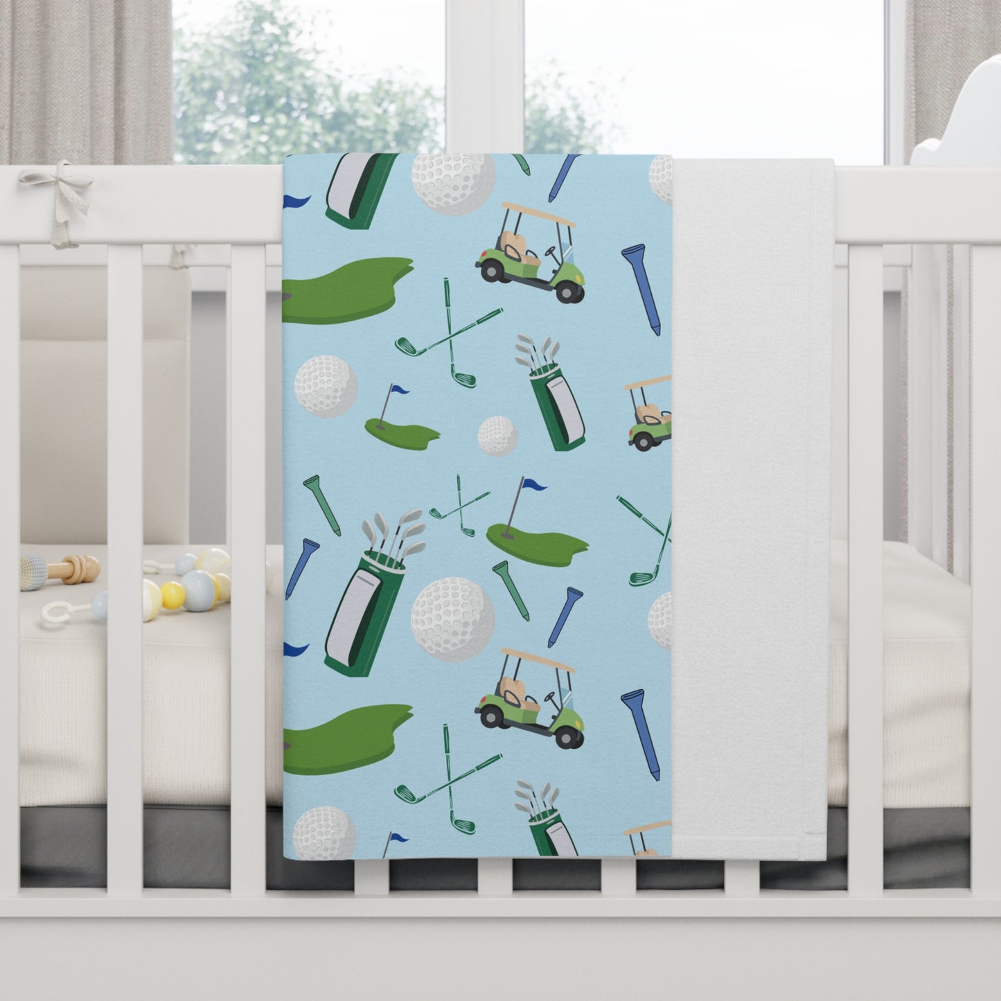 Golf Pattern Baby Blanket - Soft Fleece Golfing Nursery Throw for Little Golf Fans