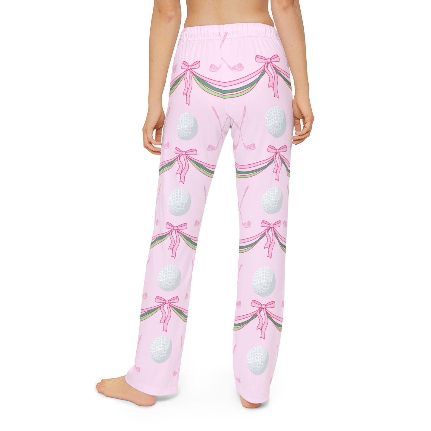 Pink Golf Lounge Pants for Kids — Cute Golf Ball & Bow All-Over Print