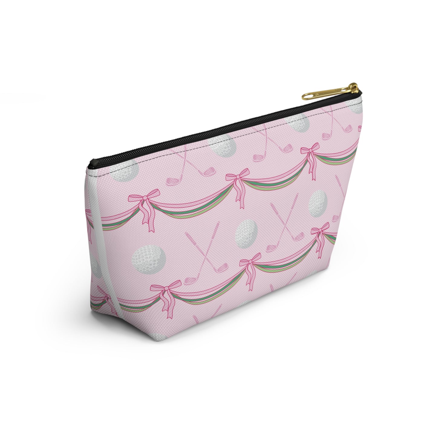 Pink Golf Pattern Accessory Pouch — Golf Clubs & Ball Cosmetic Bag