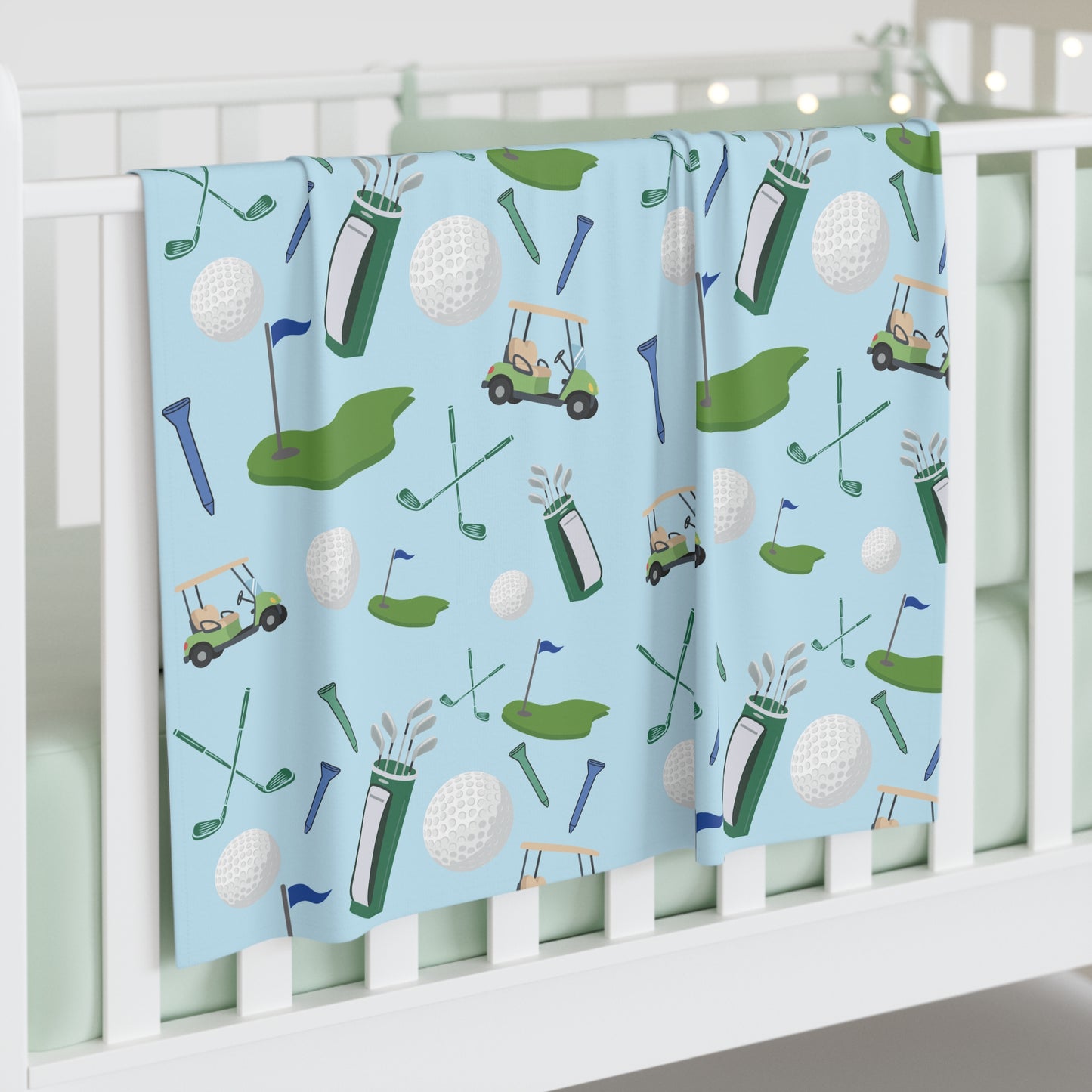 Golf Baby Swaddle Blanket — Blue Golf Course Pattern Infant Swaddle