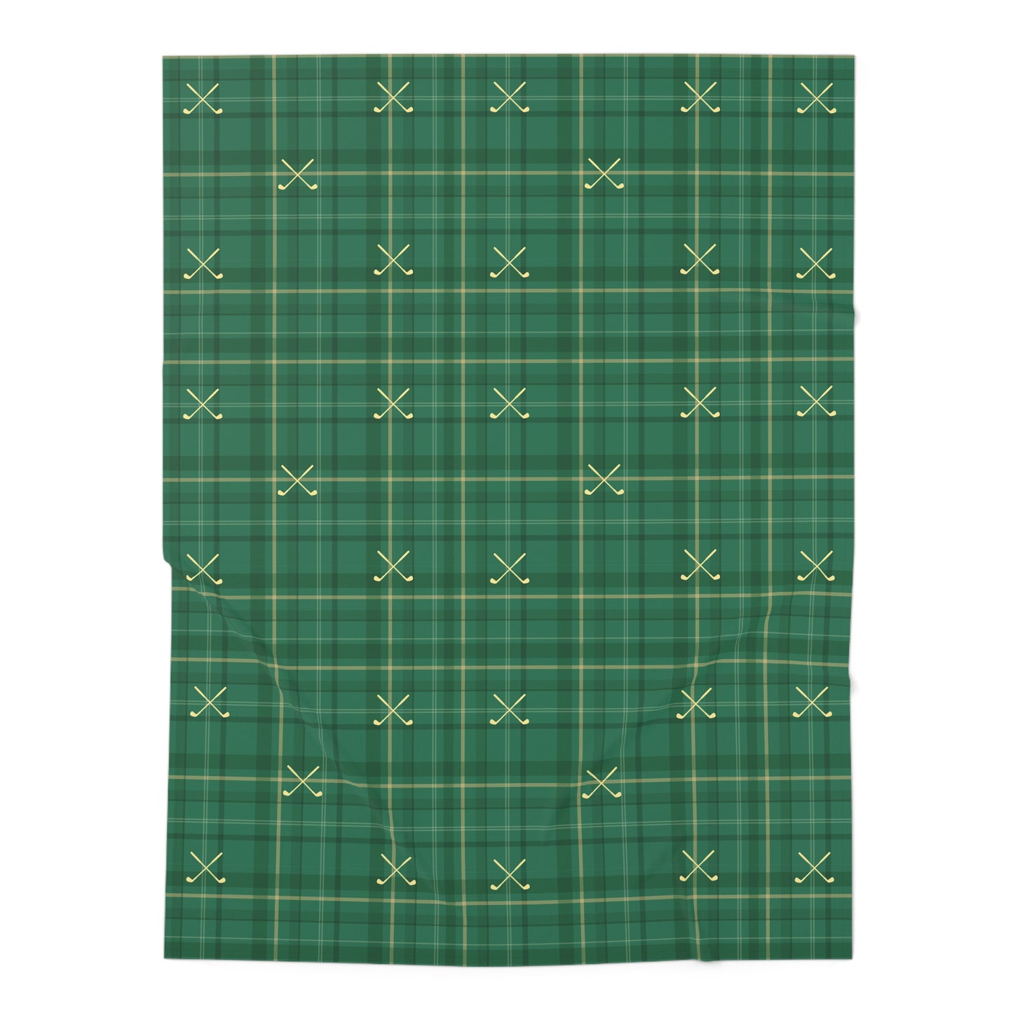 Baby Swaddle Blanket — Green Plaid with Crossed Golf Clubs (Cozy Nursery)