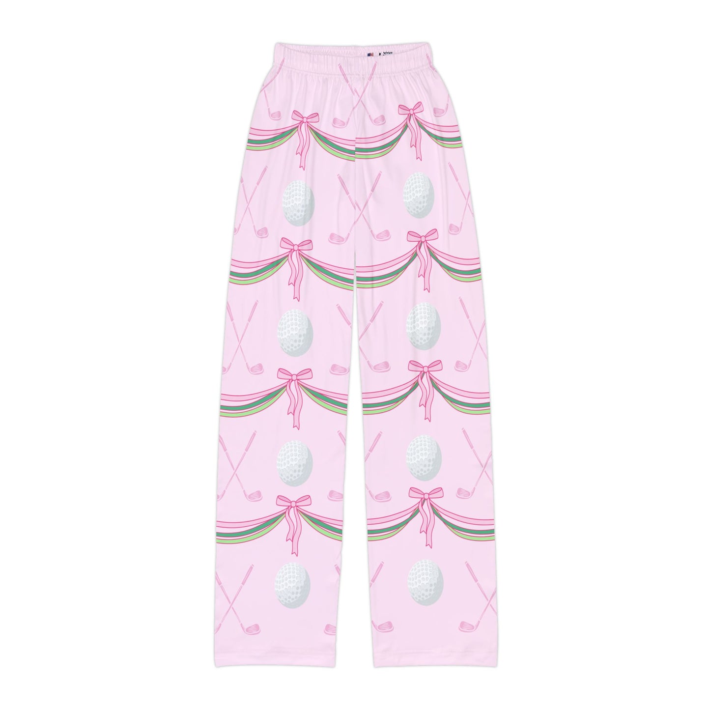 Pink Golf Lounge Pants for Kids — Cute Golf Ball & Bow All-Over Print