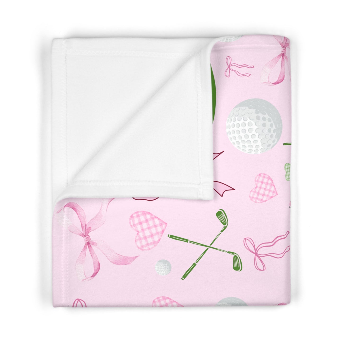 Golf Baby Blanket – Pink Golf Pattern Fleece Baby Throw for Newborns & Baby Shower Gifts