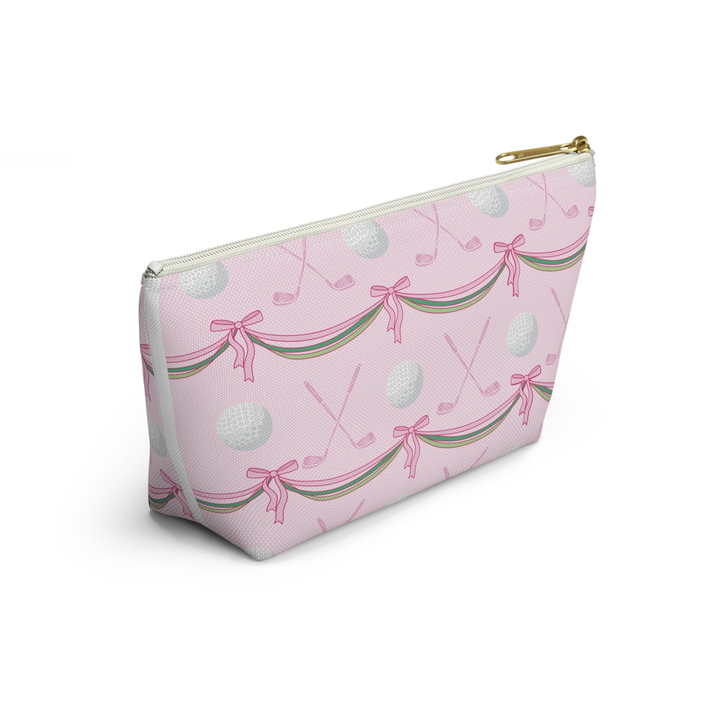 Pink Golf Pattern Accessory Pouch — Golf Clubs & Ball Cosmetic Bag