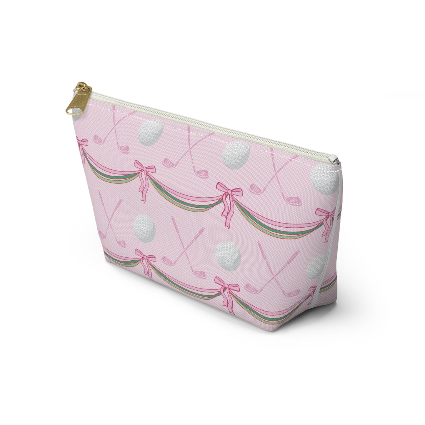 Pink Golf Pattern Accessory Pouch — Golf Clubs & Ball Cosmetic Bag