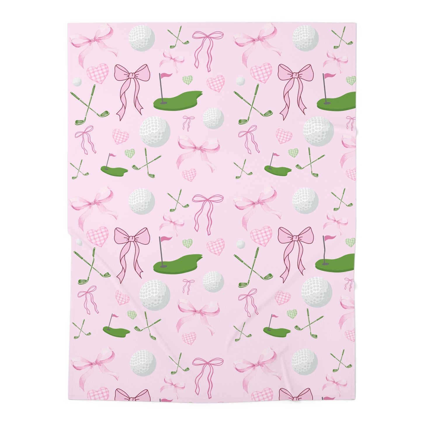 Pink Golf Baby Swaddle Blanket — Cute Golf Ball & Bows Newborn Wrap