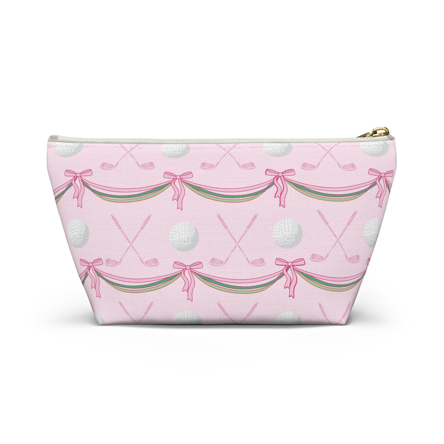 Pink Golf Pattern Accessory Pouch — Golf Clubs & Ball Cosmetic Bag