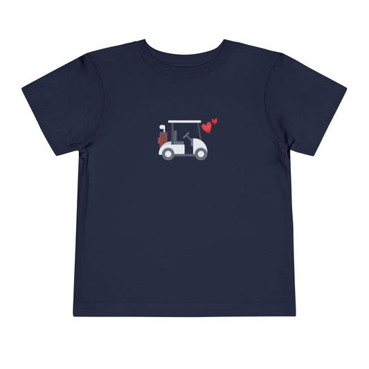 Golf Cart Toddler Tee - Cute Golf Cart Design with Hearts