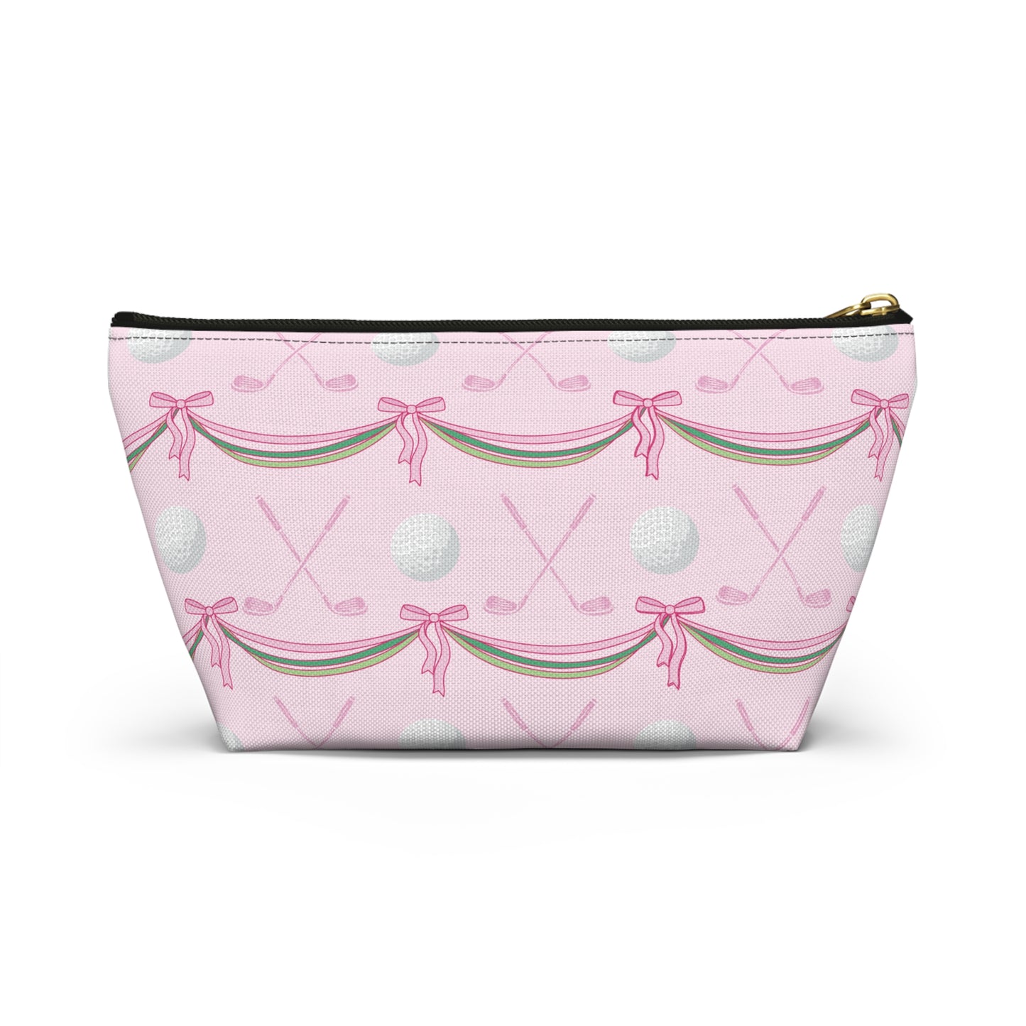 Pink Golf Pattern Accessory Pouch — Golf Clubs & Ball Cosmetic Bag