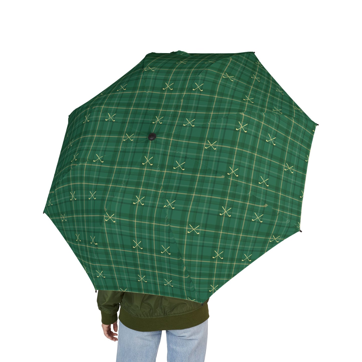 Green Golf Foldable Umbrella — Semi‑Automatic Compact Rain Umbrella