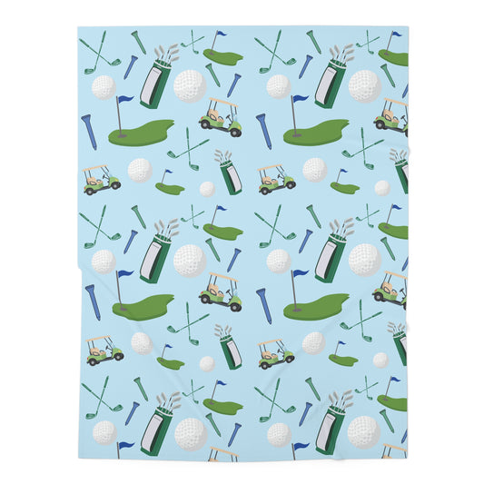 Golf Baby Swaddle Blanket — Blue Golf Course Pattern Infant Swaddle
