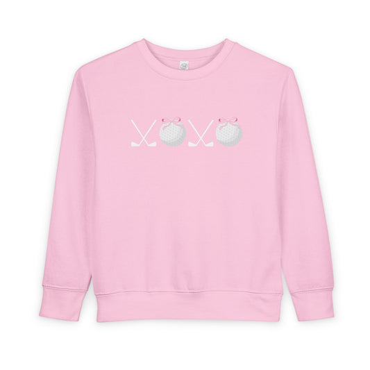 Toddler Sweatshirt - Pink Golf XOXO Golf Balls Design | Cute Kids Golf Pullover