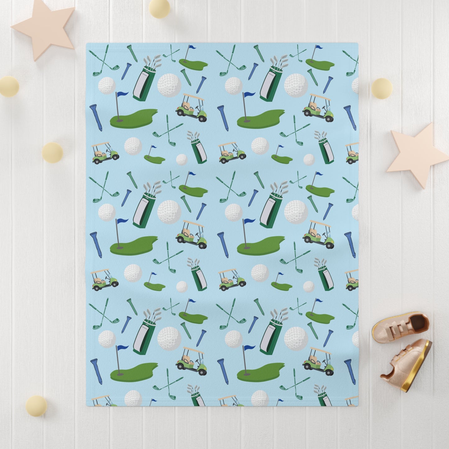 Golf Pattern Baby Blanket - Soft Fleece Golfing Nursery Throw for Little Golf Fans