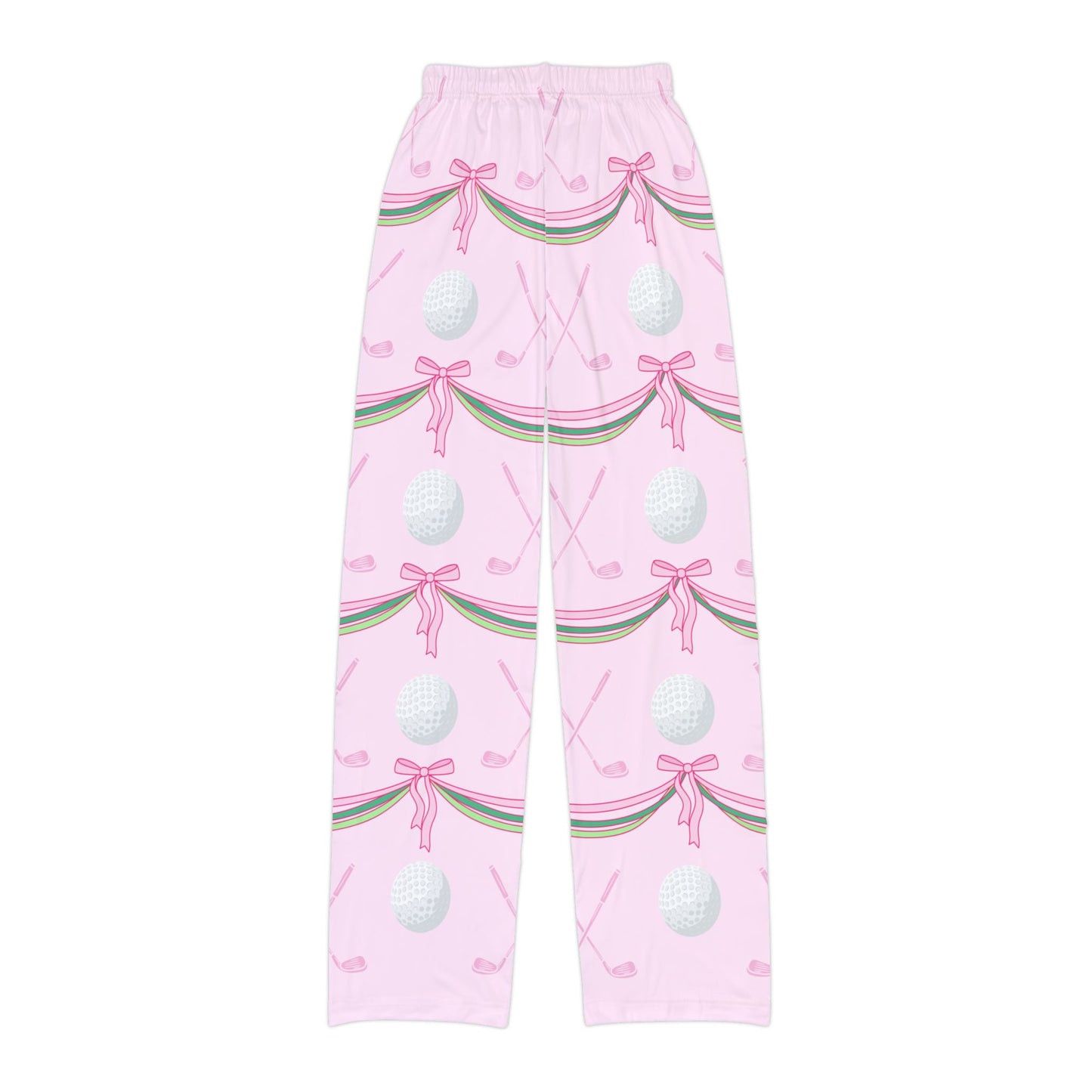Pink Golf Lounge Pants for Kids — Cute Golf Ball & Bow All-Over Print