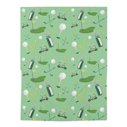 Golf Pattern Baby Swaddle Blanket — Green Golfing Nursery Swaddle