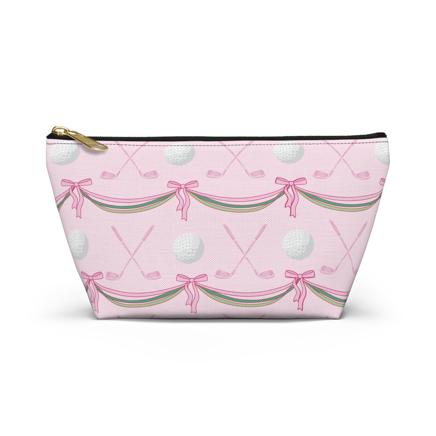 Pink Golf Pattern Accessory Pouch — Golf Clubs & Ball Cosmetic Bag
