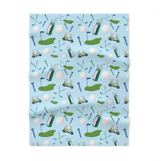 Golf Pattern Baby Blanket - Soft Fleece Golfing Nursery Throw for Little Golf Fans