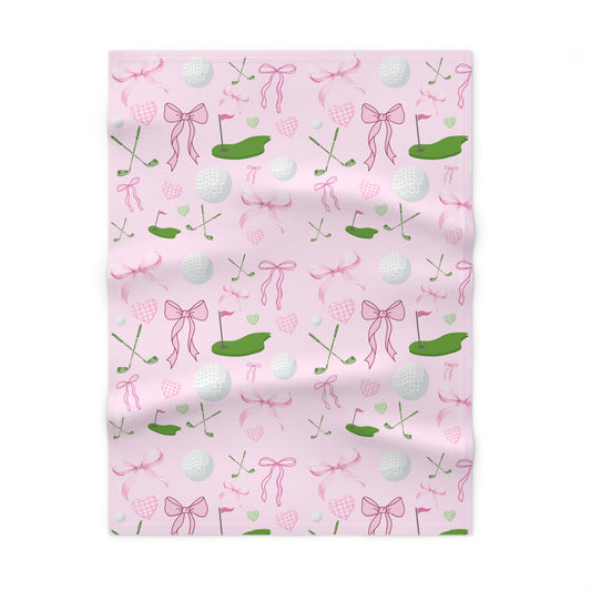 Golf Baby Blanket – Pink Golf Pattern Fleece Baby Throw for Newborns & Baby Shower Gifts