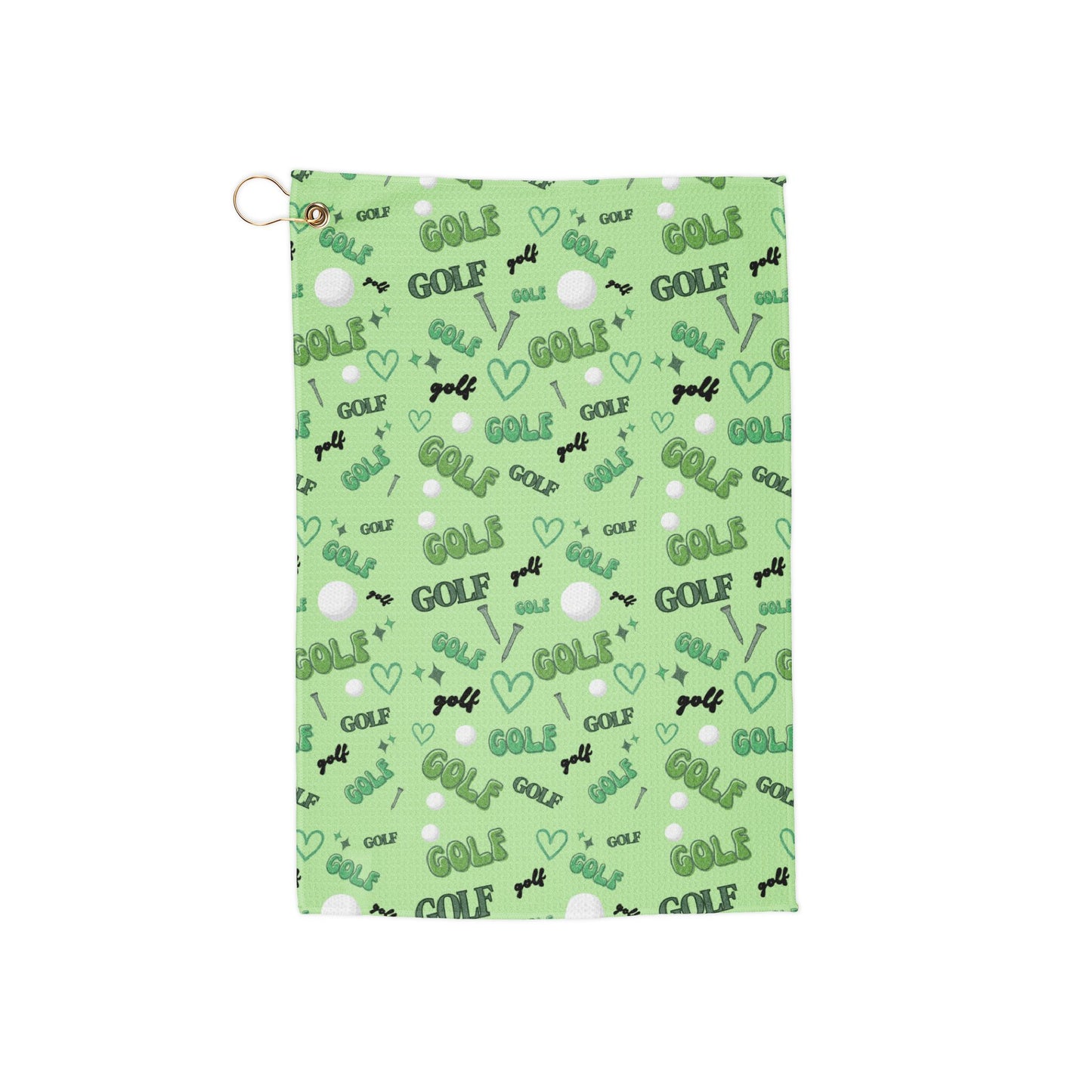 Lucky Green Golf Pattern Microfiber Towel — Lightweight Golf Towel with Clip for Clubs & Carts