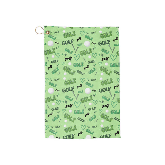 Lucky Green Golf Pattern Microfiber Towel — Lightweight Golf Towel with Clip for Clubs & Carts