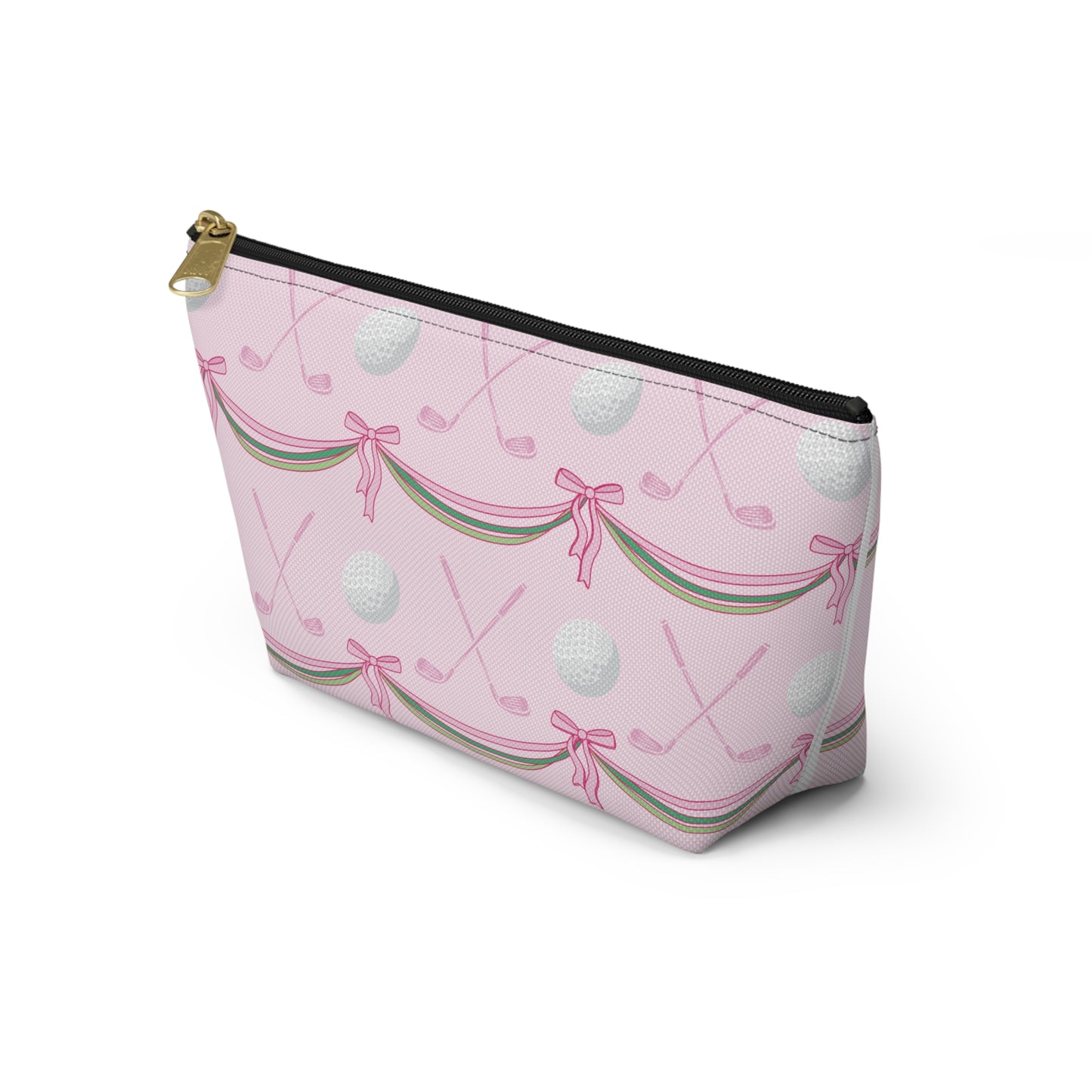 Pink Golf Pattern Accessory Pouch — Golf Clubs & Ball Cosmetic Bag