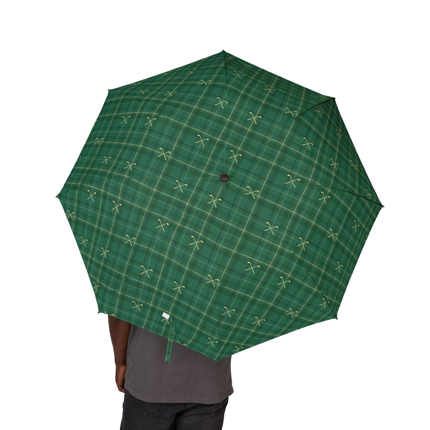 Green Golf Foldable Umbrella — Semi‑Automatic Compact Rain Umbrella